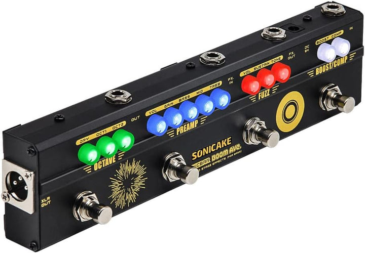 SONICAKE Multi Effektpedal Bass preamp Vorverstärker DI Box Multi Effektpedal mit Compressor Boost F