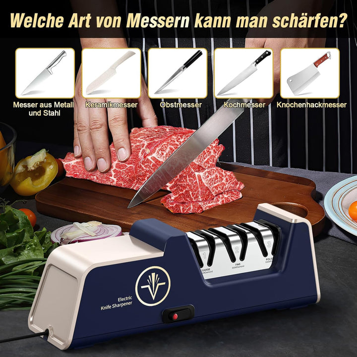 Professioneller elektrischer Messerschärfer mit 100% Diamant-Schleifmitteln und Präzisionswinkelführ