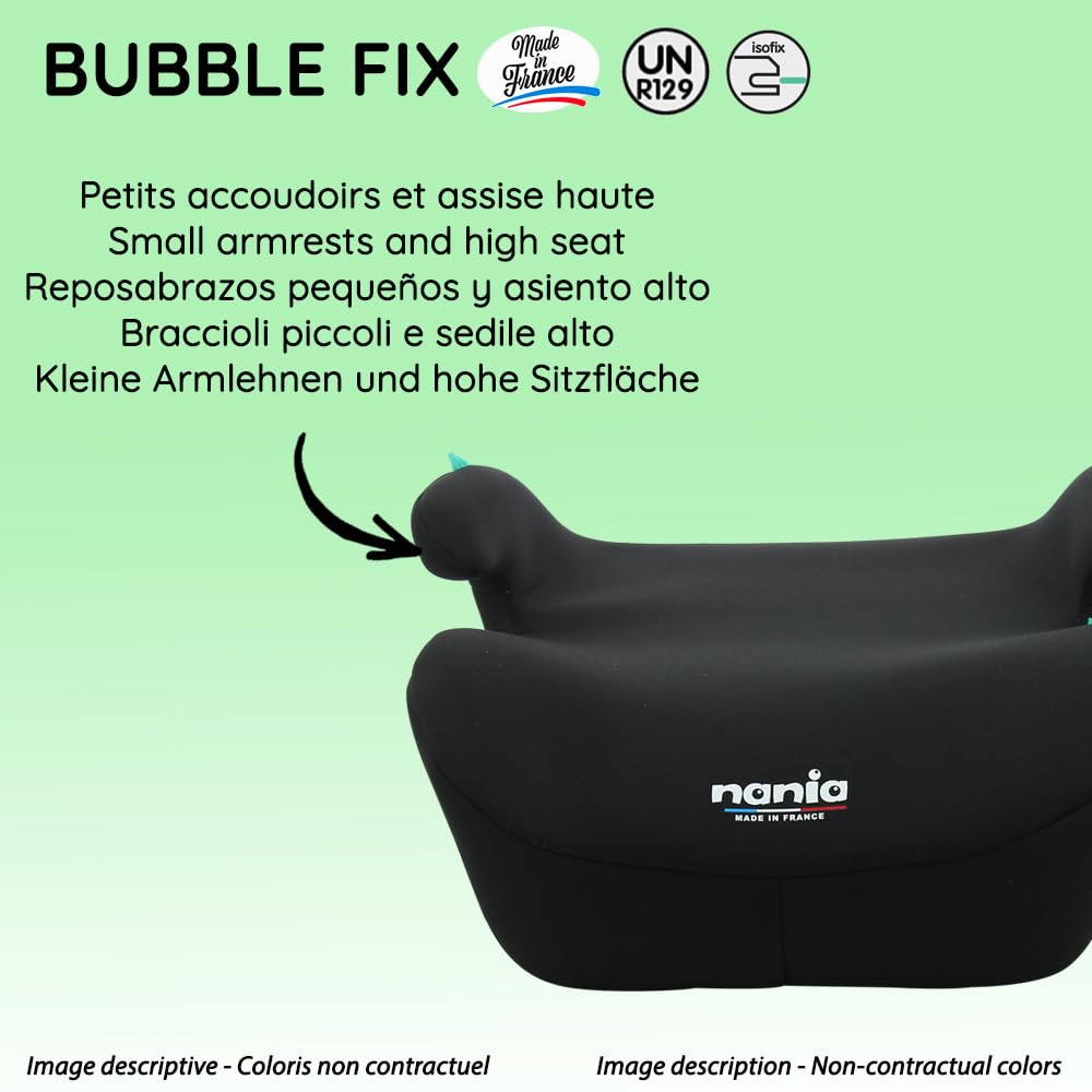 Nania - Sitzerhöhung Kinderautositz Isofix BUBBLE FIX 126-150 cm R129 i-Size - leichte Sitzerhöhung