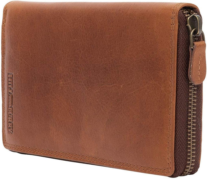Hill Burry Damen Geldbörse Echtes Leder | Hochwertige Vintage Geldbörse mit Reissverschluss | Weiche