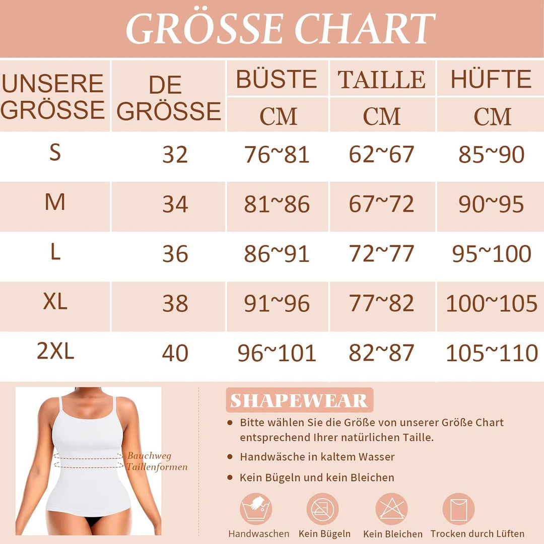 YARRCO Shape Unterhemd Damen Tank Top Bauchweg Shapewear Sport Tanktop Figurformendes Trägertop Body
