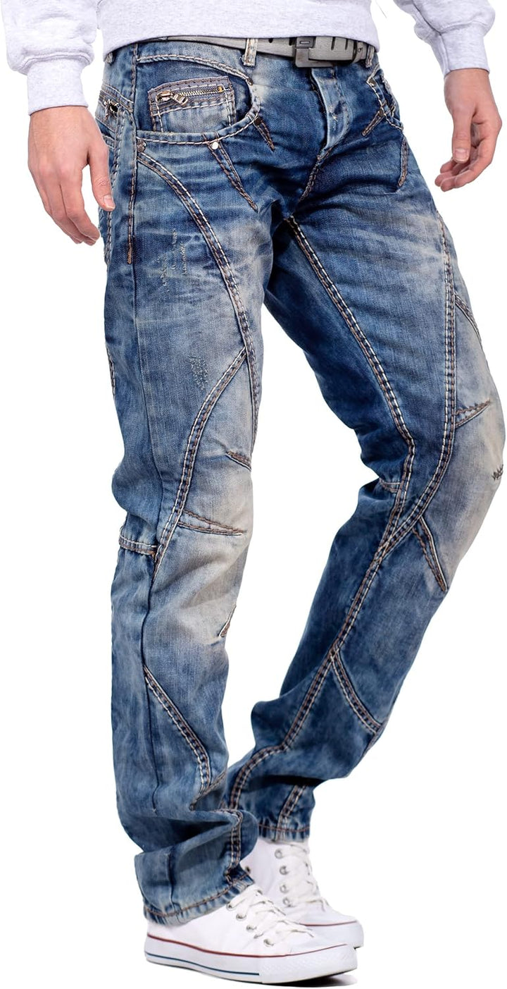 Cipo & Baxx Herren Jeans Regular Hose 33W / 34L Blau - 10, 33W / 34L Blau - 10