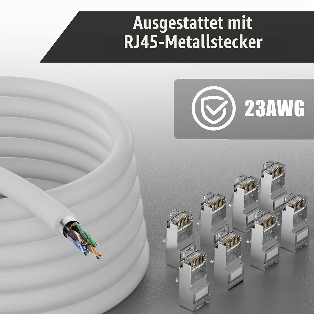 MEIPEK 40m Cat 6 Lan Kabel Netzwerkkabel Weiss Outdoor Verlegekabel Lange 40 Meter Aussenbereich Ins