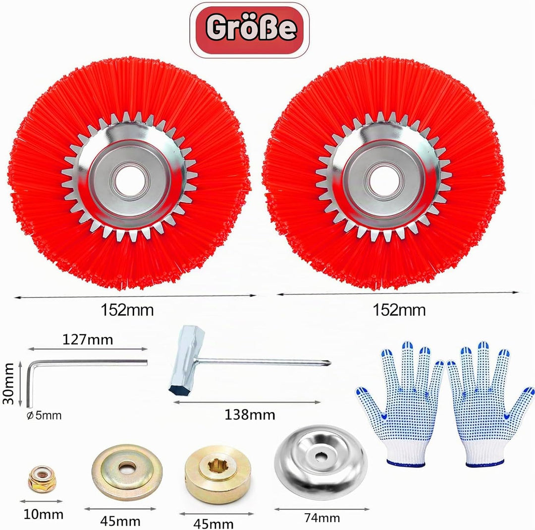 2 PCS Nylon-Unkrautbürste für Motorsense,6 Zoll+6 Zoll 25,4 mm Wildkrautbürste Weed Brush,Hochwertig
