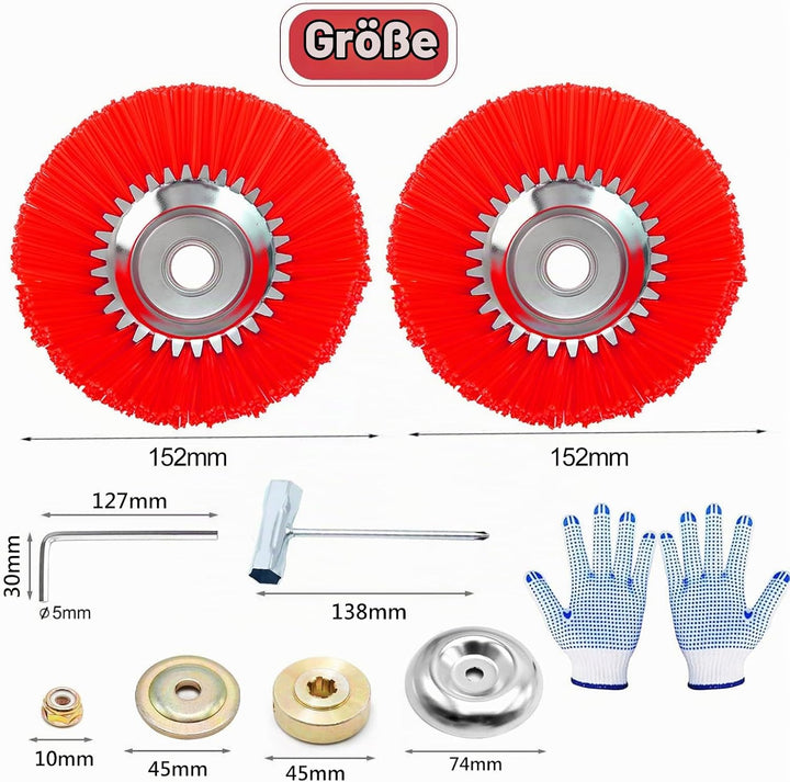 2 PCS Nylon-Unkrautbürste für Motorsense,6 Zoll+6 Zoll 25,4 mm Wildkrautbürste Weed Brush,Hochwertig