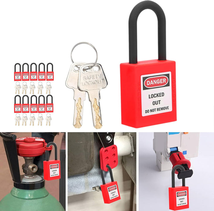 Lockout Tagout Schlösser, 10 Stück Sicherheits-Vorhängeschloss mit 20 Schlüsseln, Staubdicht Lock Ou