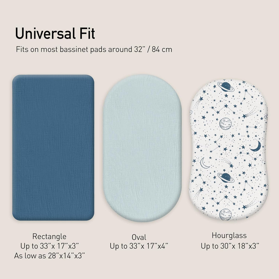 3er-Pack Bettlaken Spannbettlaken,Matratzenschoner für Laufgitter,100% Musselin-Baumwolle,Weiche und