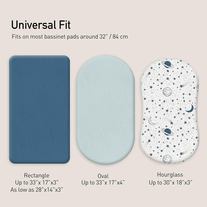 3er-Pack Bettlaken Spannbettlaken,Matratzenschoner für Laufgitter,100% Musselin-Baumwolle,Weiche und