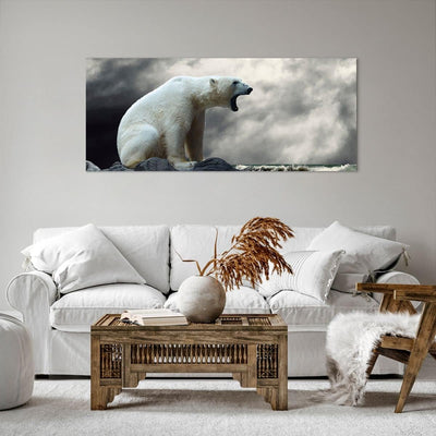 Wandbilder Dekoration Wohnzimmer Bär Tiere Wasser Eis Panorama Bilder auf Leinwand 120x50cm Leinwand