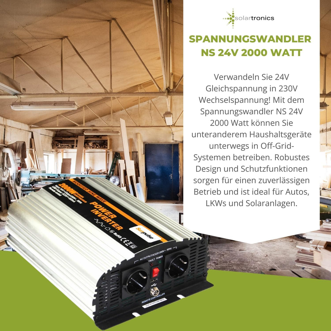 Spannungswandler NS 24V 2000 Watt Inverter Wechselrichter