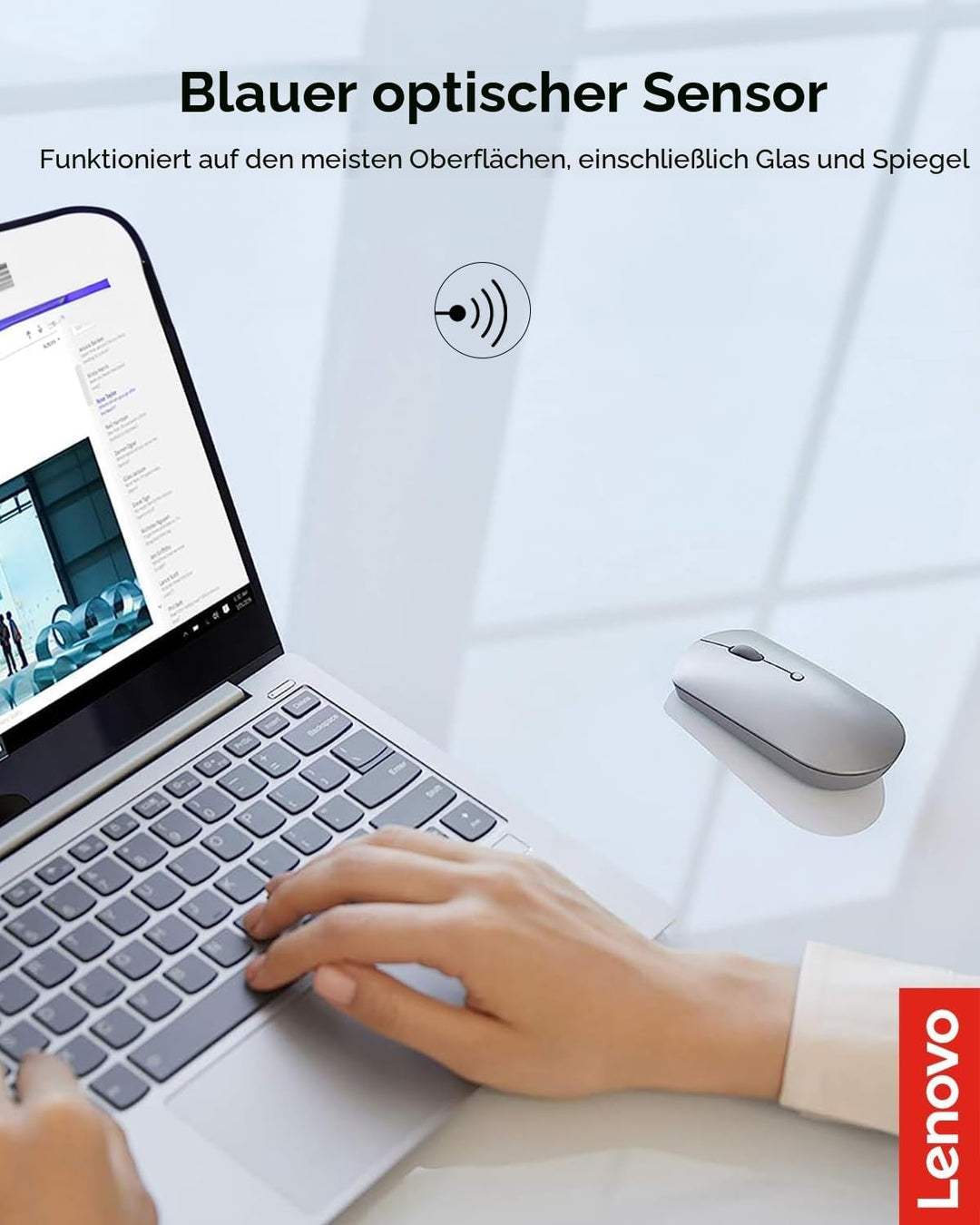 Lenovo [Maus] 600 Geräuschlose Bluetooth-Maus, works with Chromebook (WWCB), grau Grau/als Heather O