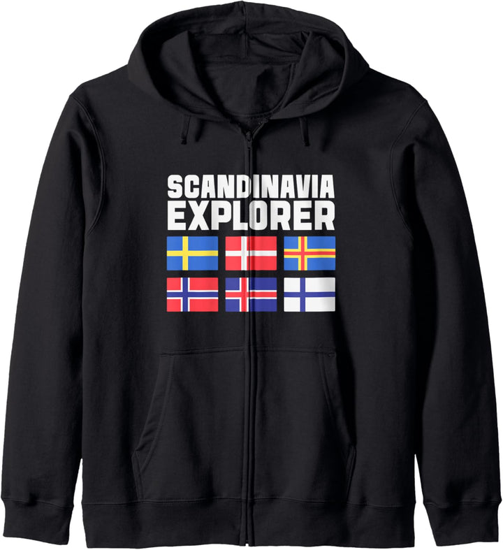 Skandinavien Explorer Flaggen Schweden Norwegen Island Kapuzenjacke