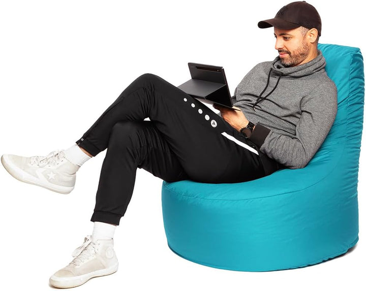 PATCH HOME Gamer Kissen Lounge Kissen Sitzsack Sessel Sitzkissen Bean Bag + Würfel/Hocker mit Reissv
