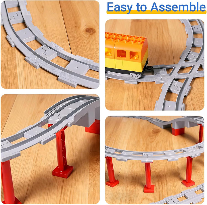 67 Stück Bausteine Schienen Set, City Schienen Eisenbahn mit Cross, Track Gerade, Kurven Schienen, S