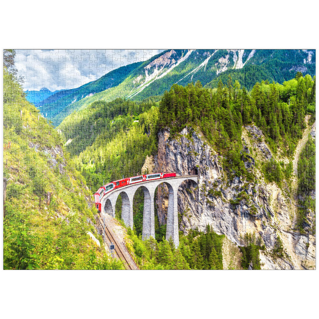 Glacier Express auf dem Landwasserviadukt, Schweiz - Premium 1000 Teile Puzzle - MyPuzzle Sonderkoll