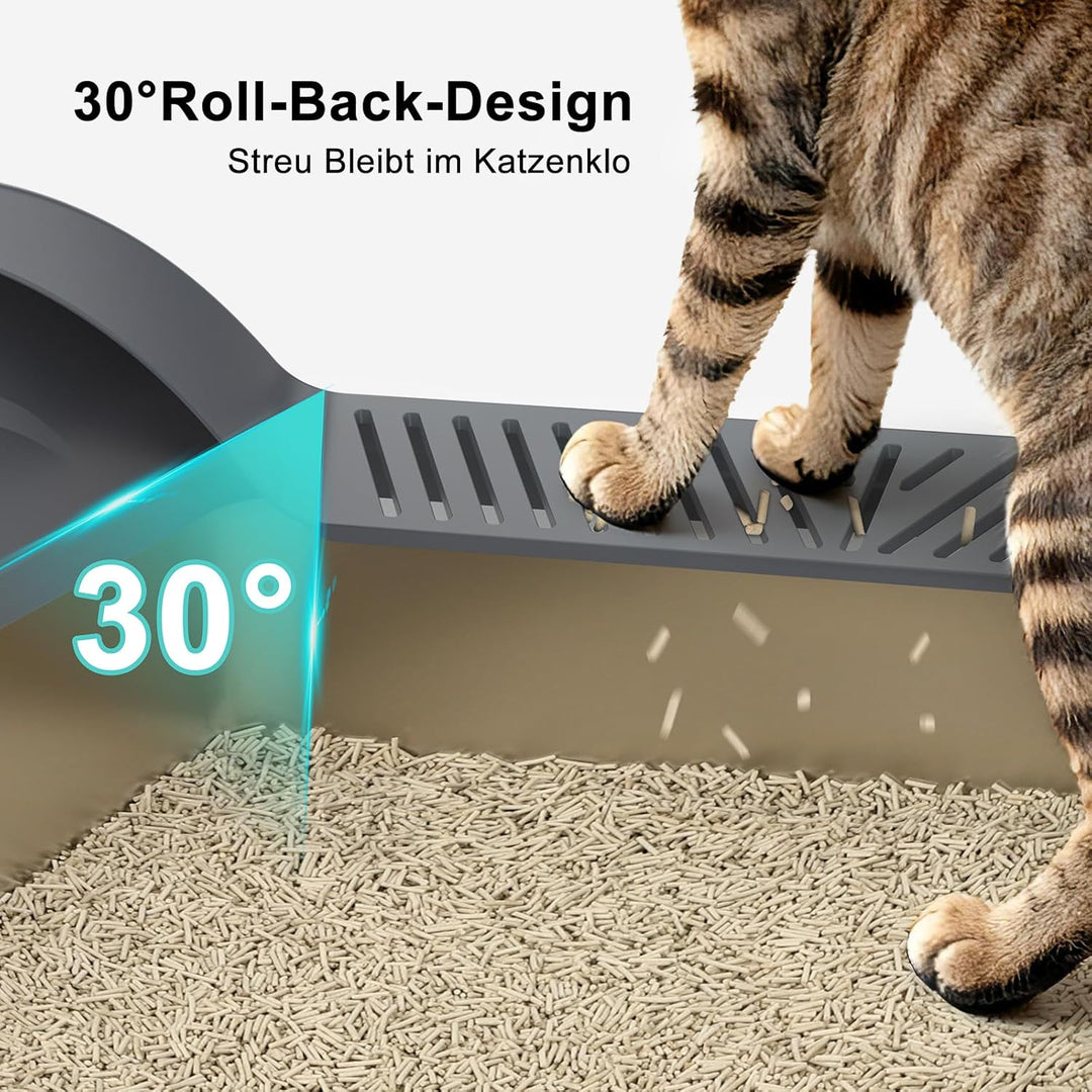 FURTIME Katzenklo Edelstahl XXXL, Katzentoilette Edelstahl 71x51x31 cm, Extra Grosses Katzenklo mit