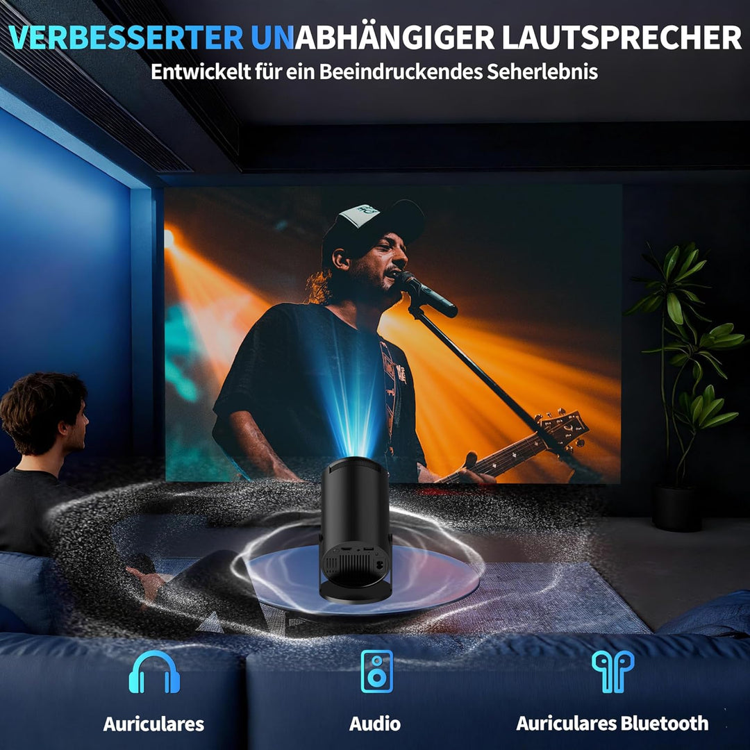 Mini Beamer 4K Full HD 1080P Mit 5G WiFi 6 und Bluetooth 5.4 2026 Neuer Tragbarer Projektor mit Auto