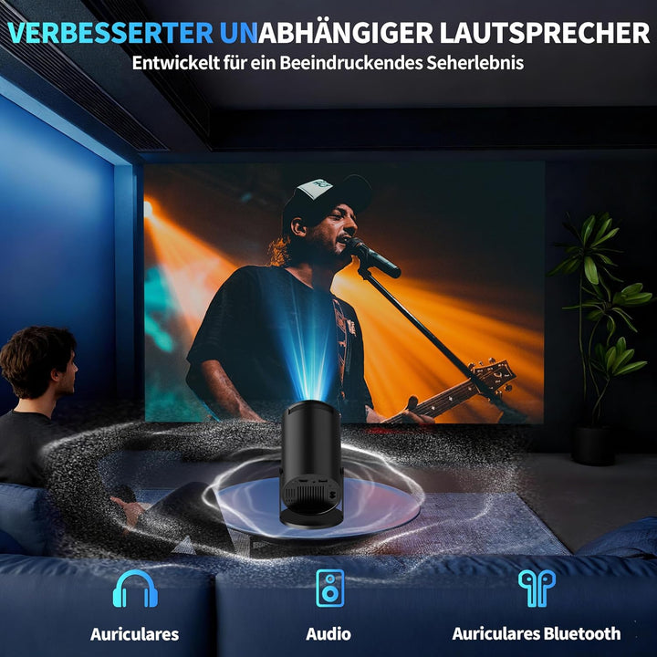Mini Beamer 4K Full HD 1080P Mit 5G WiFi 6 und Bluetooth 5.4 2026 Neuer Tragbarer Projektor mit Auto