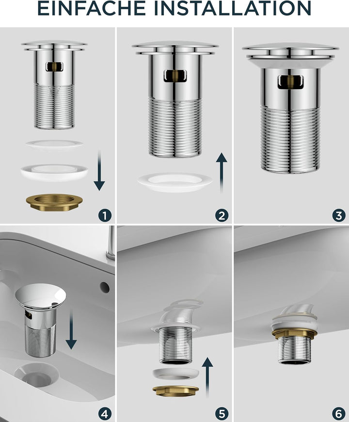 FORIOUS Wasserhahn Bad mit Ablaufgarnitur, Wasserfall Waschtischarmatur mit Auslauf Höhe 100 mm, Mis