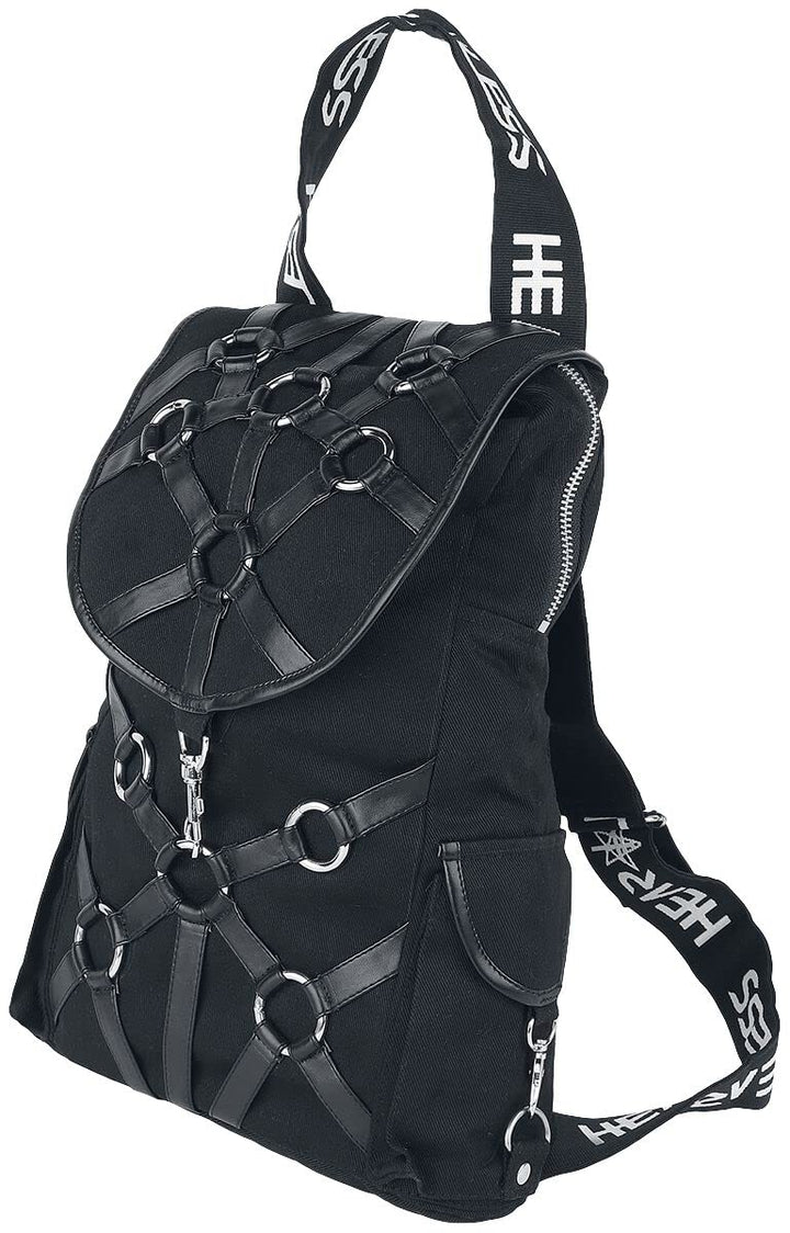 Wild Star Hearts Heartless Morality Tasche Gothic Occult Schwarzer Mini-Rucksack mit Kunstleder-Riem