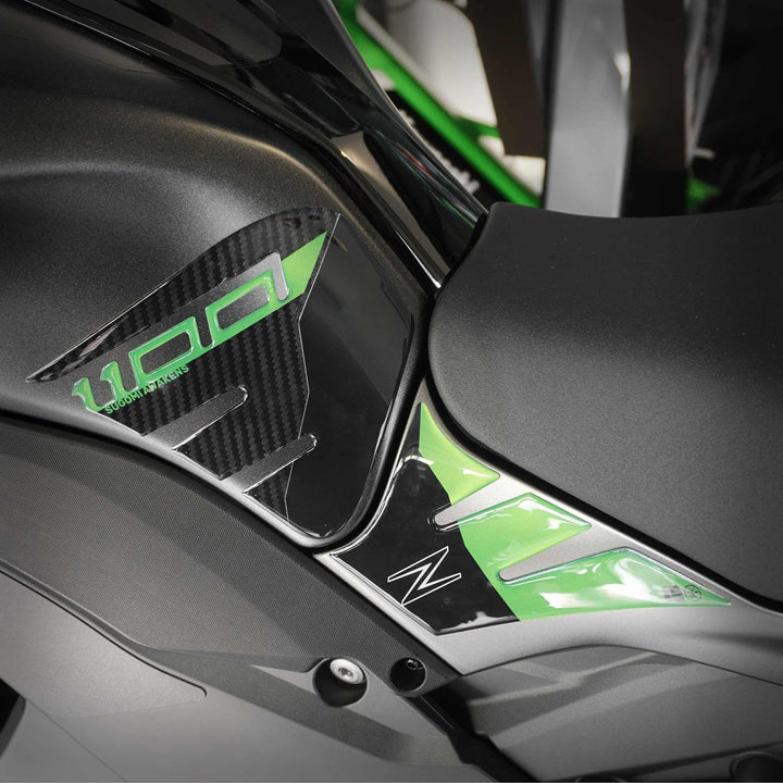 LABELBIKE 3D Motorrad Tankaufkleber kompatibel mit Kawasaki grün, grün