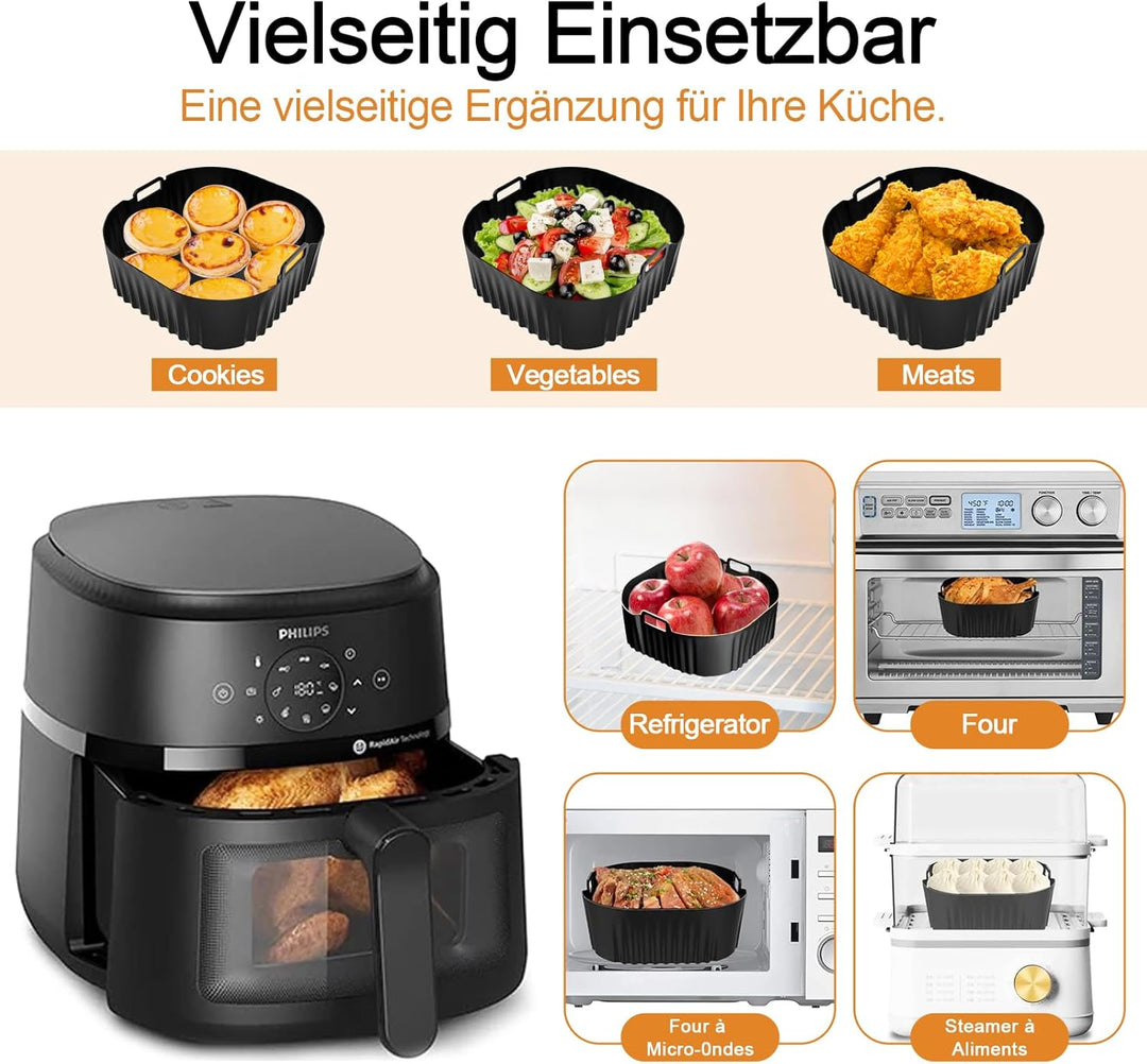 20cm Silikonform HeissLuftfritteuse Zubehör für Philips 2000 Serie 4,2L NA229/00, 2 Stück Air Fryer