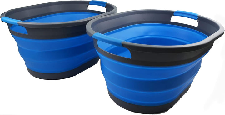 SAMMART Zusammenklappbarer Wäschekorb aus Kunststoff, 32 l, faltbarer Pop-Up-Aufbewahrungsbehälter/O