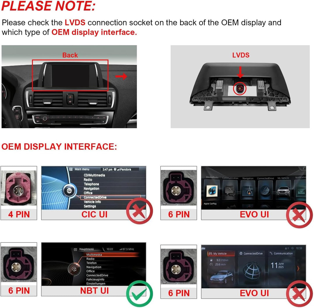 Wireless CarPlay Android Auto Decoder für BMW NBT OBD Navigation Retrofit Kit mit MirrorLink, Rückfa