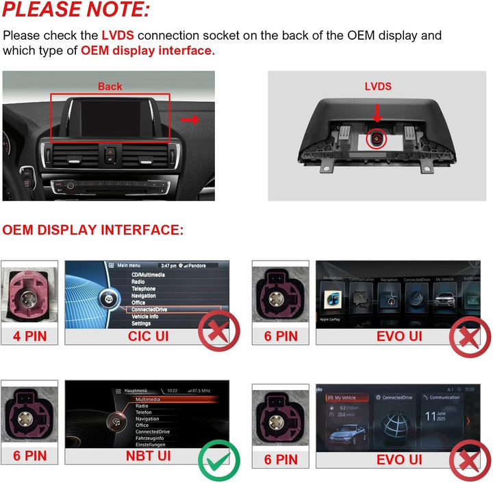 Wireless CarPlay Android Auto Decoder für BMW NBT OBD Navigation Retrofit Kit mit MirrorLink, Rückfa