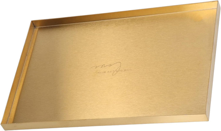 AMONIDA Deko Tablett, Gold Edelstahl Tablett Schlichtes Goldenes Tablett Im Europäischen Stil Für Wo