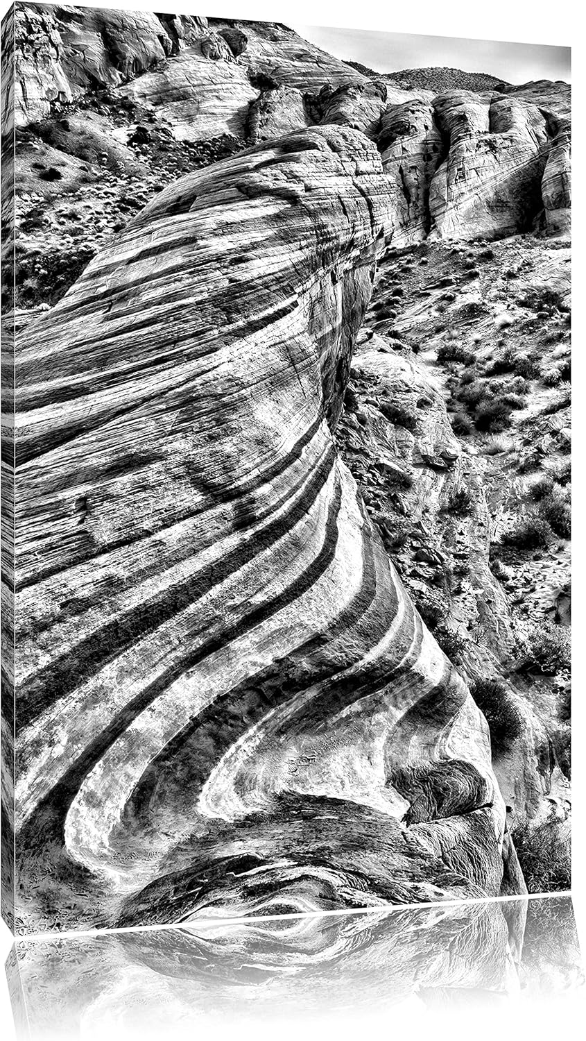 Pixxprint Monocrome, Wüste Nevada Grand Canyon, Format: 100x70 auf Leinwand, riesige Bilder fertig g