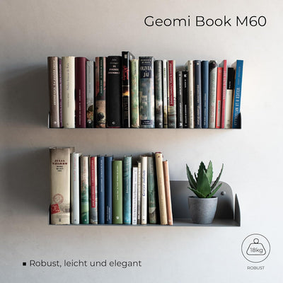 MILUKA Bücherregal Wand Grau 60 cm | Regal Wand Deko, Wandregal Metall, Bücher Regal Hängend | Küche