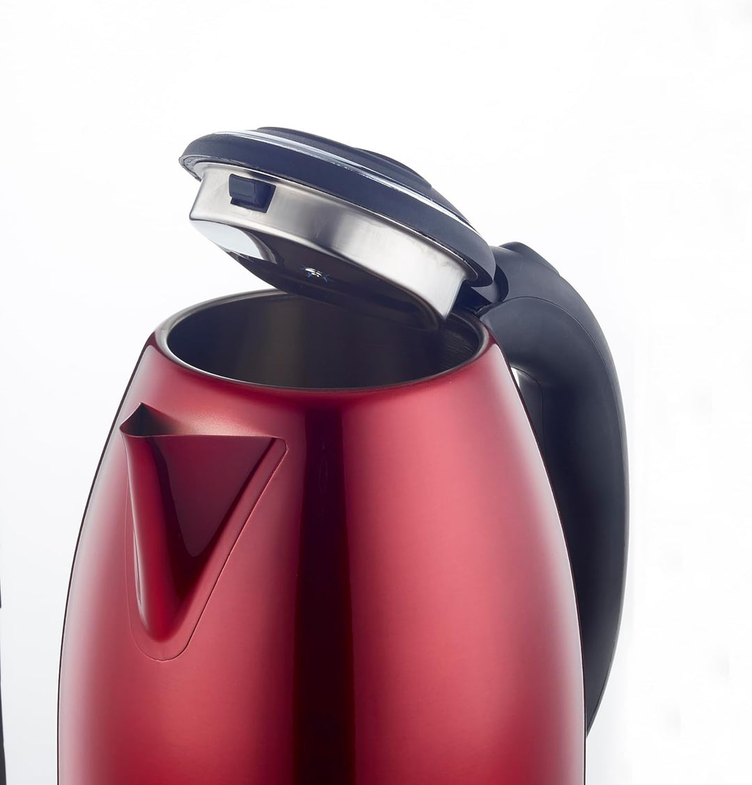 Herzberg HG5011-RD, Elektrischer Wasserkocher 1,8L Edelstahl Kabellos Rot, Leistung 1500W, 360° Basi
