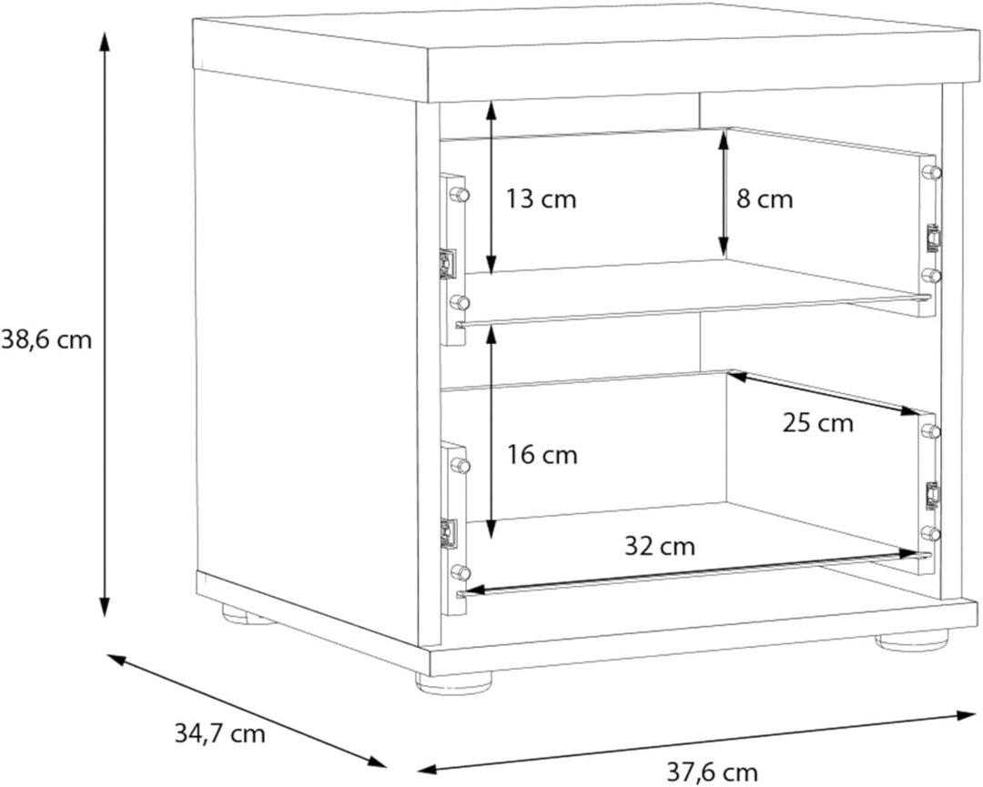 FORTE Winnie Nachttisch mit 2 Schubladen, Holzwerkstoff, Sonoma Eiche / Weiss, B x H x T: 37,6 x 38,