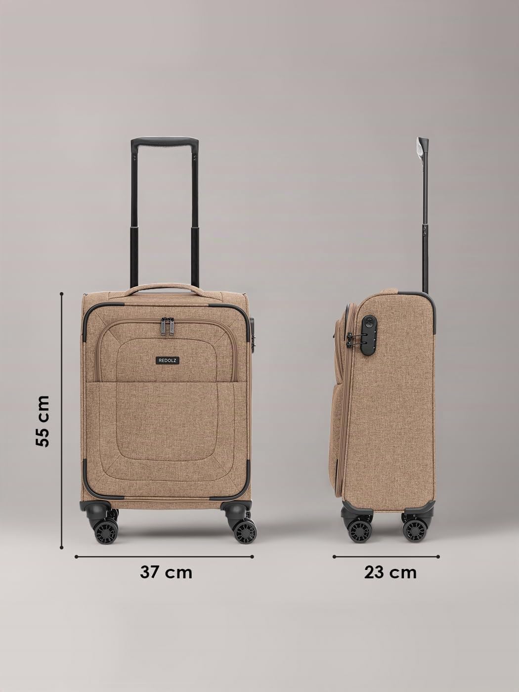 REDOLZ Cabin Weichschalen Kabinen-Koffer | Leichter Trolley mit 4 Doppelrollen für Damen &amp; Herren 37