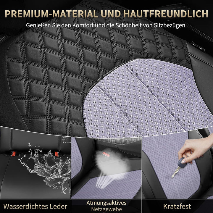 FLORICH Autositzbezüge Komplettset Vordersitzbezüge, PU Leder Air-Mesh Sitzbezüge Atmungsaktiver Sit