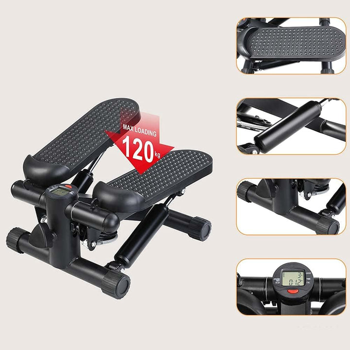 BAKAJI Stepper Fitness-Training, Cardio, Beine, Hüfte, mit LCD-Display, Kalorien, Zeit und Hanteln,