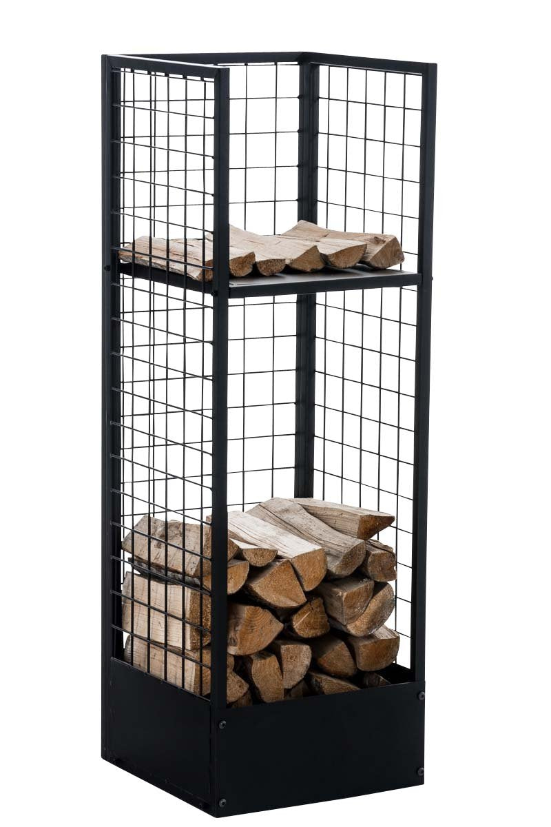 CLP Metall-Kaminholzständer Forrest | Kaminholzhalter aus Metall in schwarz | Stabile Stapelhilfe fü