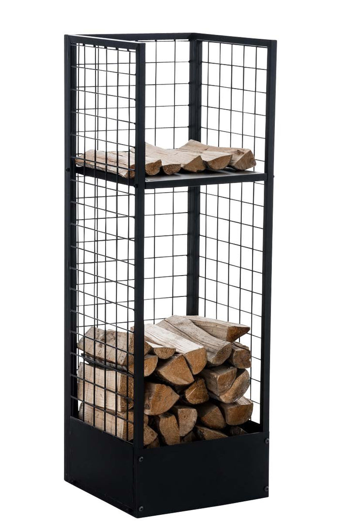 CLP Metall-Kaminholzständer Forrest | Kaminholzhalter aus Metall in schwarz | Stabile Stapelhilfe fü