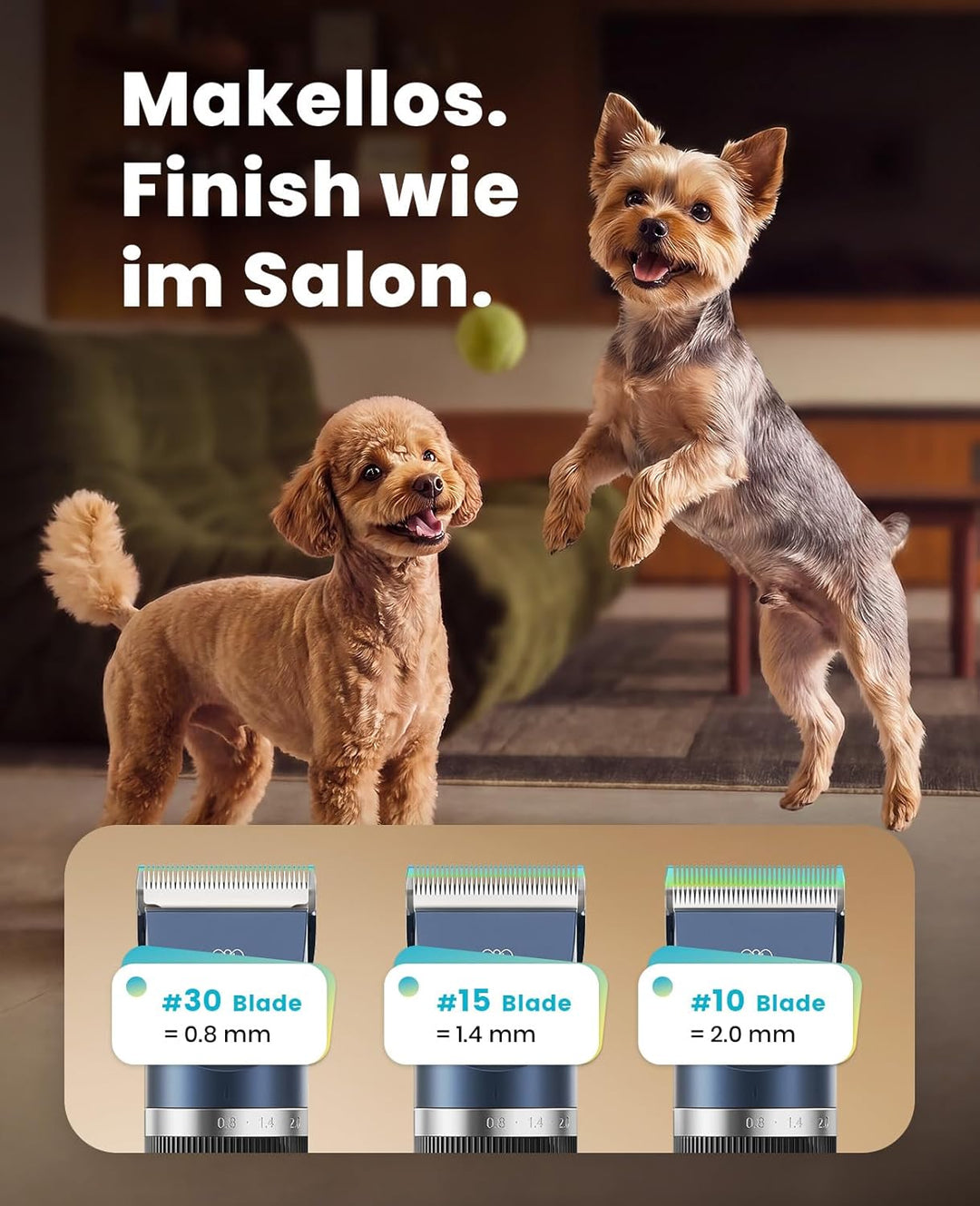 oneisall Leise Hundeschermaschine, 2000mAH 4h Laufzeit Schermaschine Katze Hunde dichtem Fell, Hunde