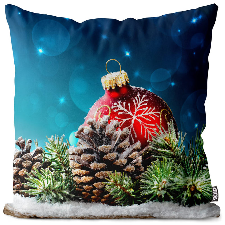 VOID Advent Tannenzapfen Winter Kissenbezug Kissenhülle Sofakissen Kissen Deko Weihnachten Winter We