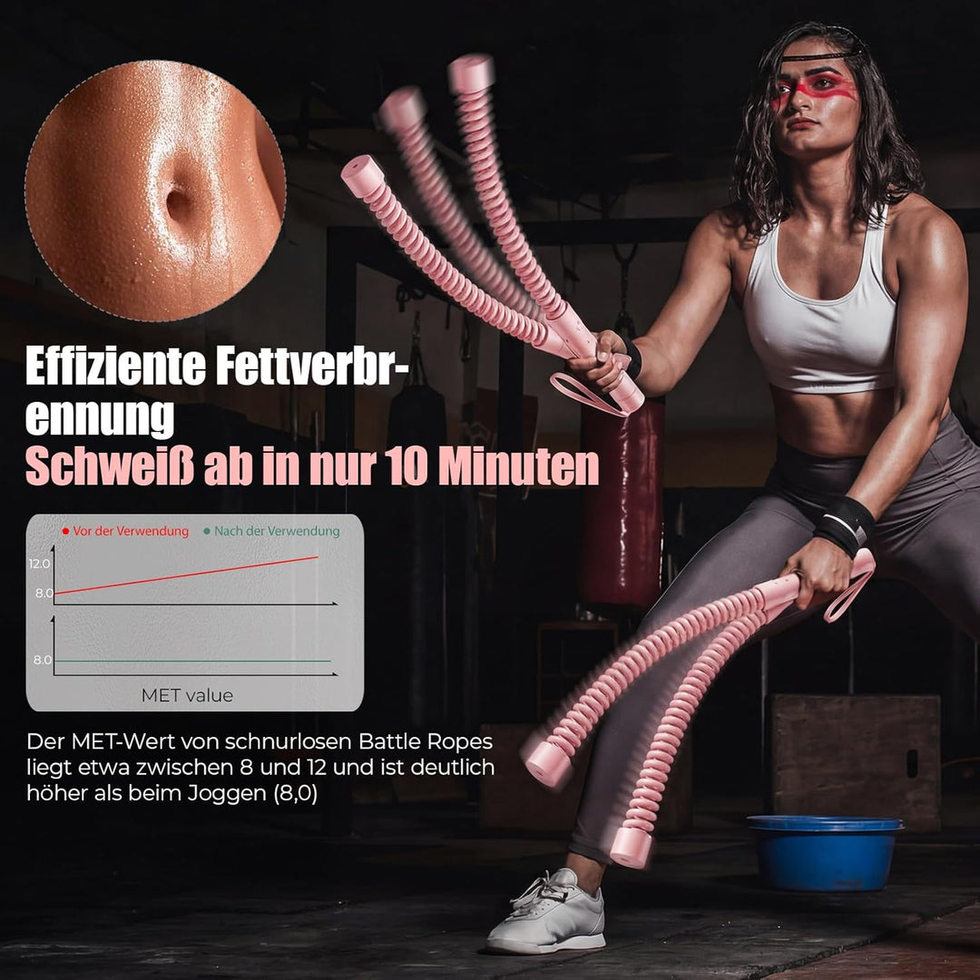 Battle Rope ohne Seil für das Heimtraining, Ropeless Battle Ropes mit 4 x 50 g Gegengewichten & Aufb