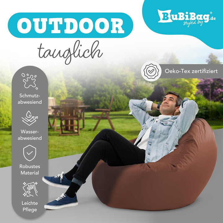 BuBiBag 2in1 Sitzsack L - XXL mit Füllung für Kinder & Erwachsene, Gaming Beanbag & Bodenkissen für