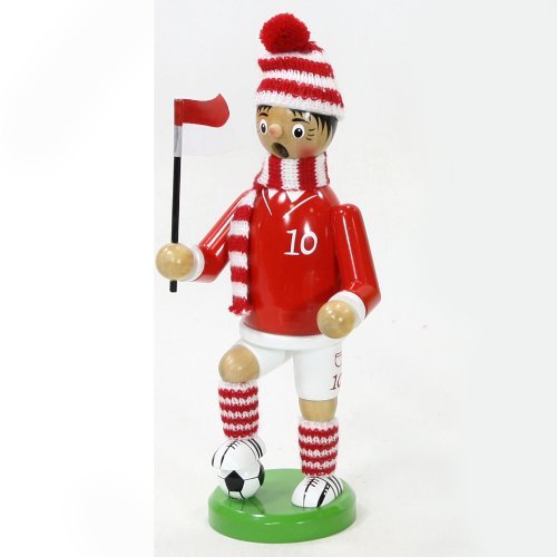 Hochwertiger Räuchermann Modell " FUSSBALLER rot - weiss " Grösse ca. 20cm Rot / Weiss, Rot / Weiss