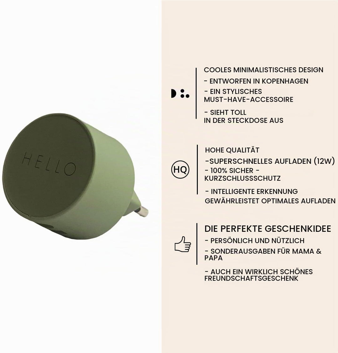 Design Letters Mega Ladegerät | 25W Schnelles Ladegerät Euro Type C | USB C ladegerät CE Certified |