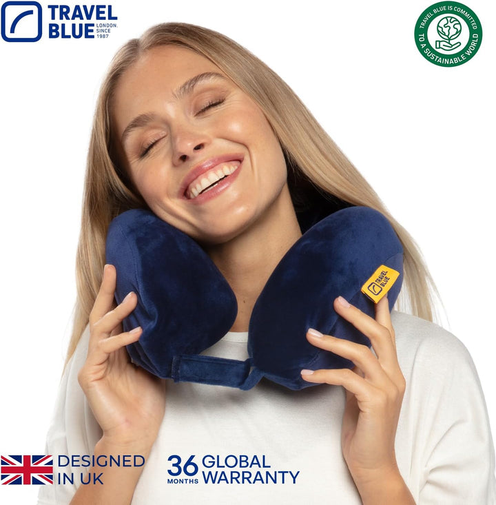 Travel Blue Reisekissen Memory Foam - Bequemes Memory Foam Kissen mit weichem Bezug, hervorragende K