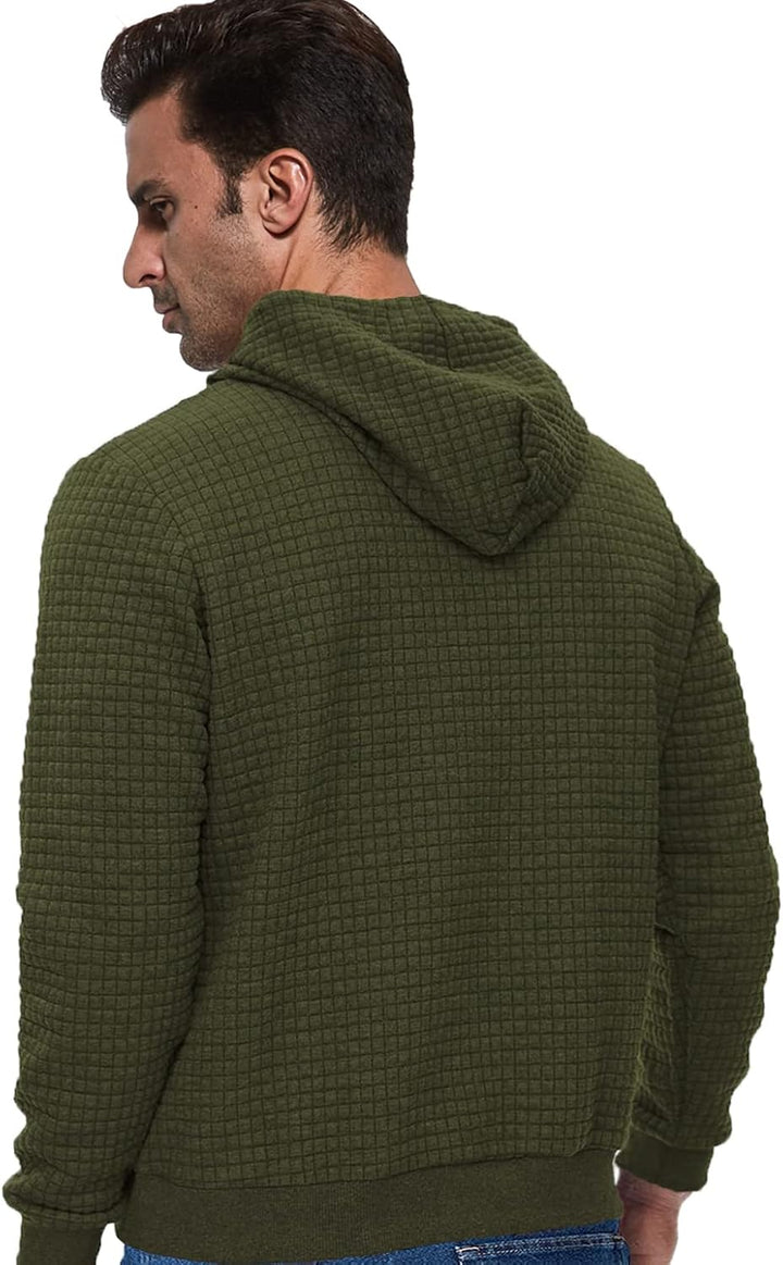 Tansozer Herren Hoodie Basic Sweatshirt Casual Long Sleeve Checked Kapuzenpullover S Armeegrün, S Ar