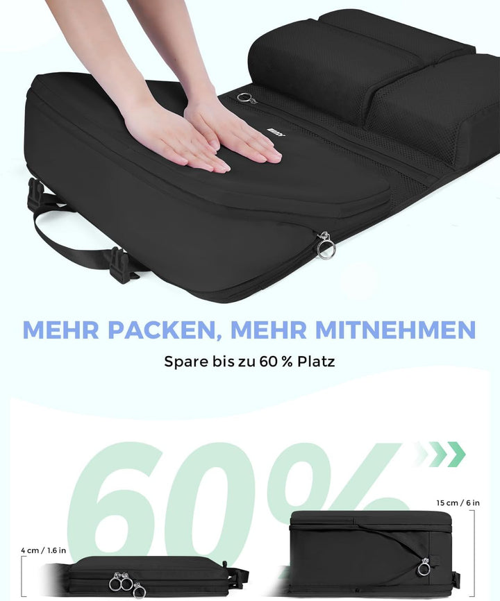 WANDF 6-in-1 Packing Cubes Koffer Organizer mit 360°-Aufhängehaken, Wasserabweisende Packwürfel Komp