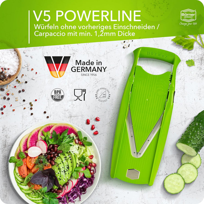 Börner V5 PowerLine Gemüsehobel Profi Set (7-tlg.) • Gemüseschneider (V-Hobel) für Obst & Gemüse + Z