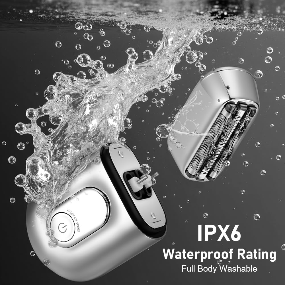 LOPHE Tragbarer Mini Rasierer Elektrischer, Elektrisch Kapsel Rasierer Unisex IPX6 Wasserdicht, 7000